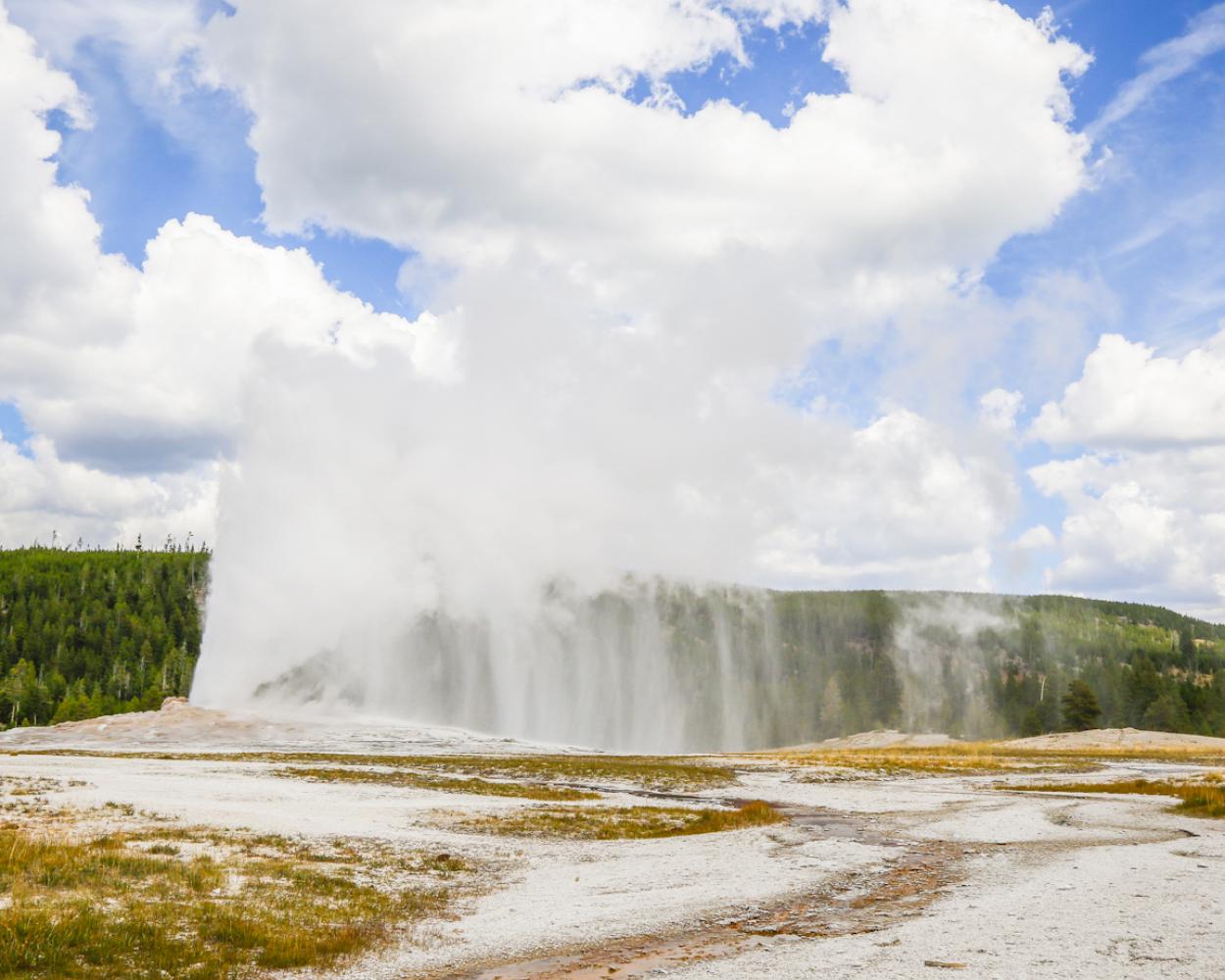 Geyser exploding and water coming out