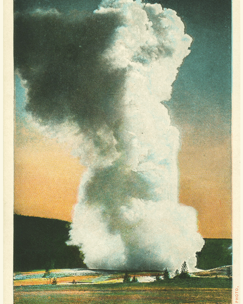 Geyser exploding and water coming out