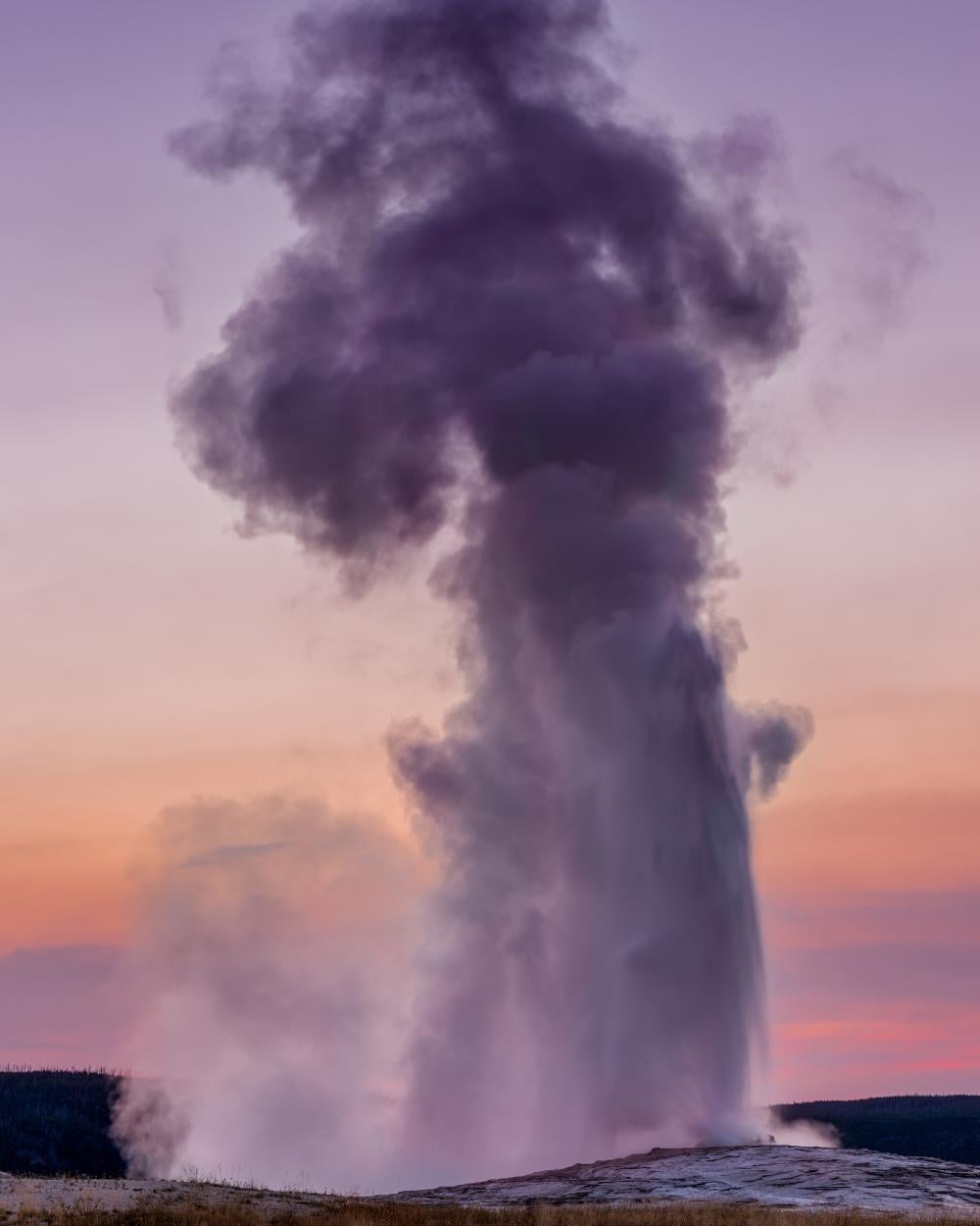 Geyser exploding and water coming out
