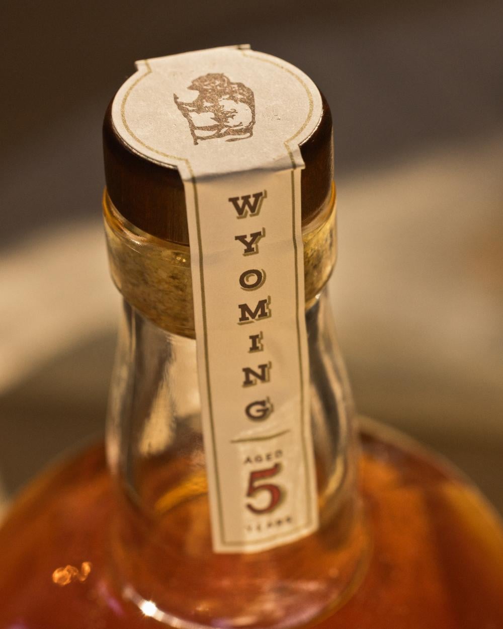 The cap of a bottle of Wyoming Whiskey