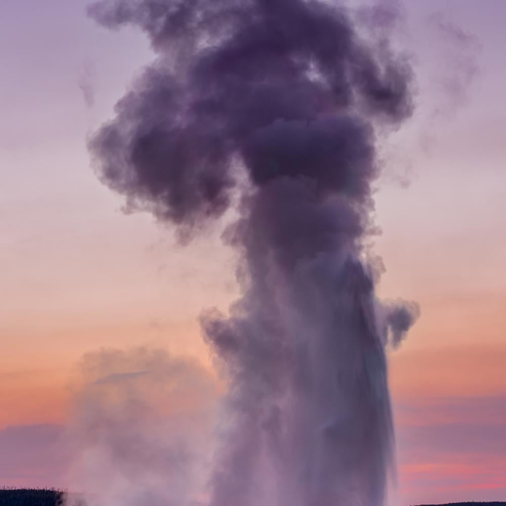 Geyser exploding and water coming out